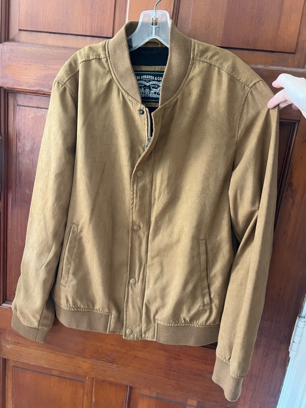 Levi’s Brown Bomber Jacket Men’s M Suede Look Minimalist Workwear Zip Snap